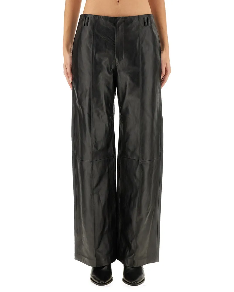 Isabel Marant Leder "Ciarra" Hosen Black