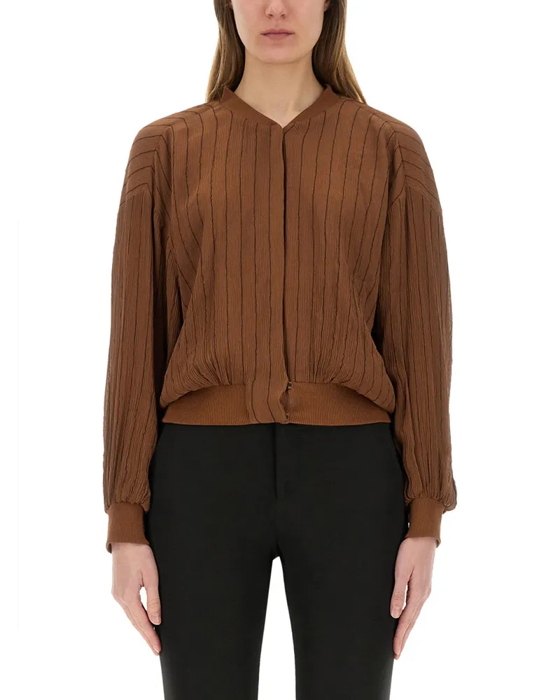 ALYSI Seidenbomberjacke Brown