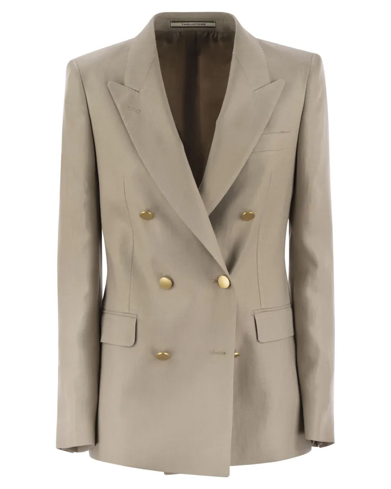 Tagliatore Paris Leinen Doppelbrustblazer Ecru
