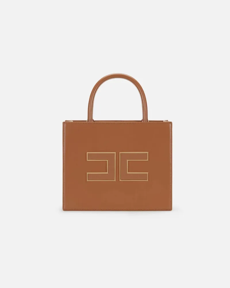 Elisabetta Franchi Small Tote mit Logo Brown