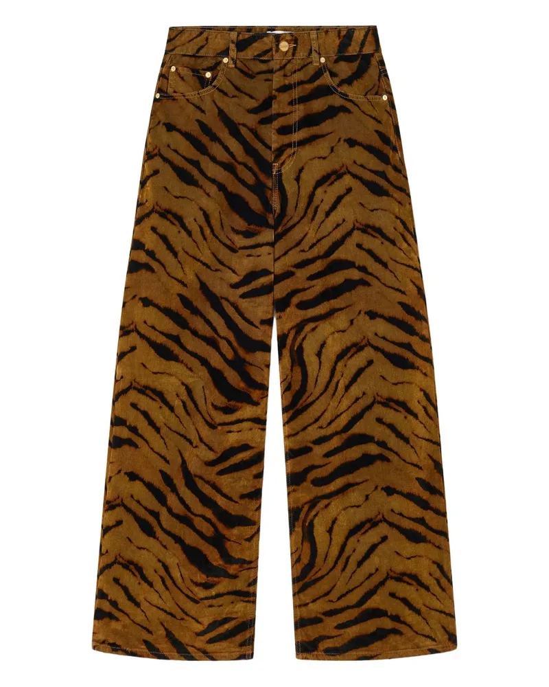 Ganni recycelte Baumwoll -Baggy -Jeans Kaki