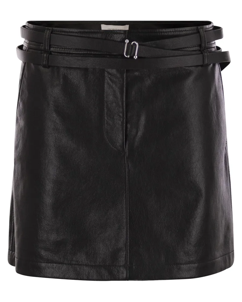 SPORTMAX Patto kurzer Lederrock Black