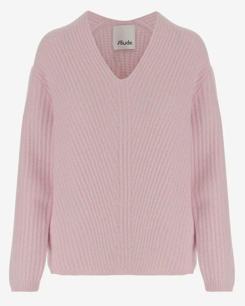 ALLUDE Anspielend gerippte Kaschmirpullover anspielend Pink