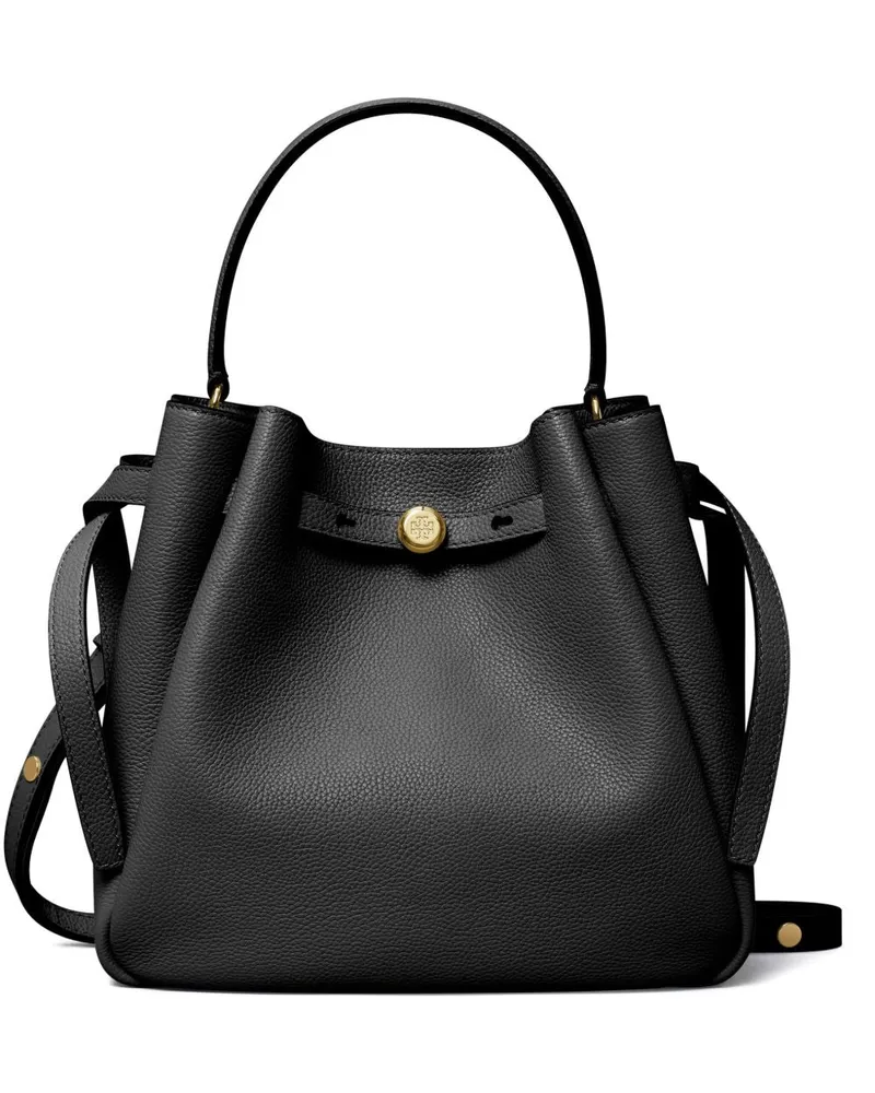 Tory Burch Romy Leder Eimerbeutel Black
