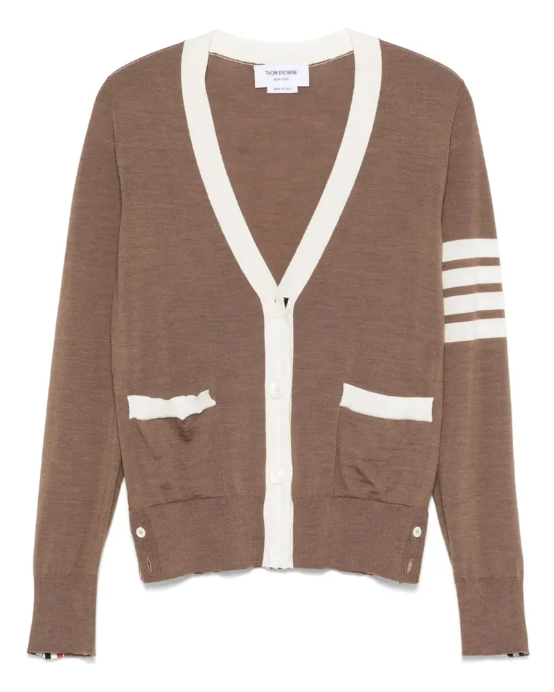Thom Browne 4 Bar gestreifte Strickjacken Walnut