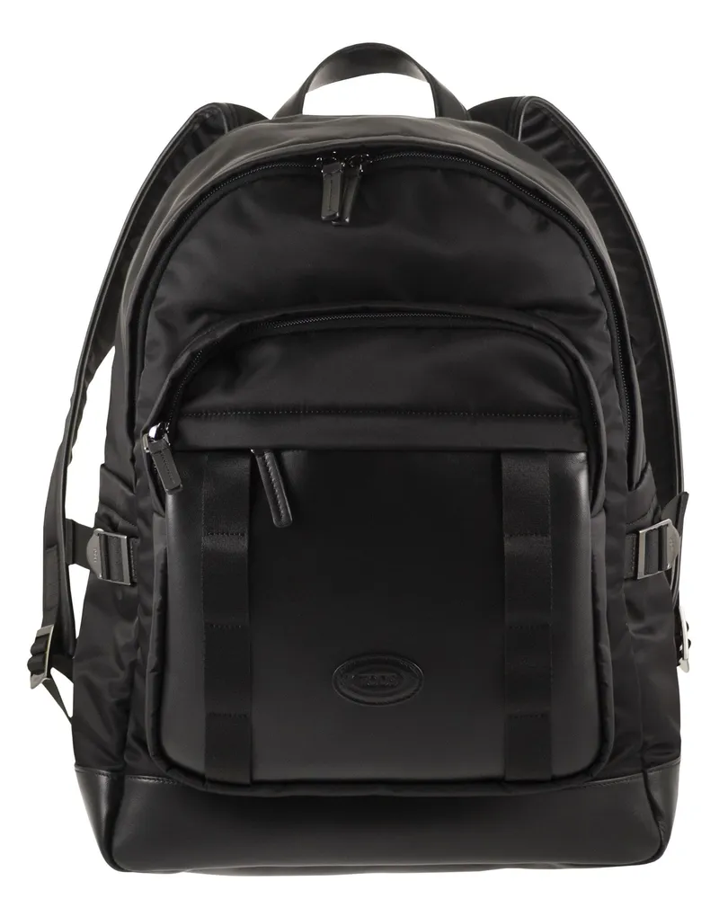 TOD'S Rucksack aus Stoff und Leder Black