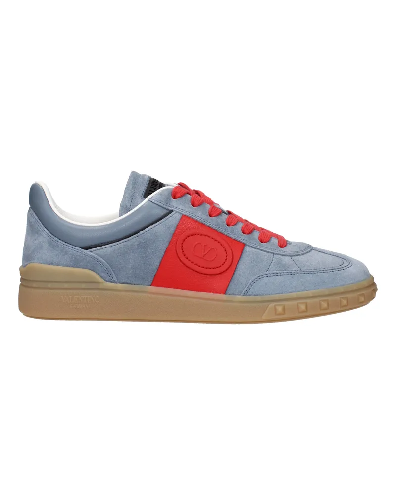 Valentino Garavani Herrens Wildleder-Sneakers Grau/Koralle -