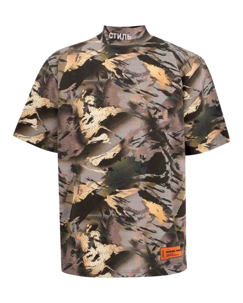 Heron Preston Camouflage Print T -Shirt Grün
