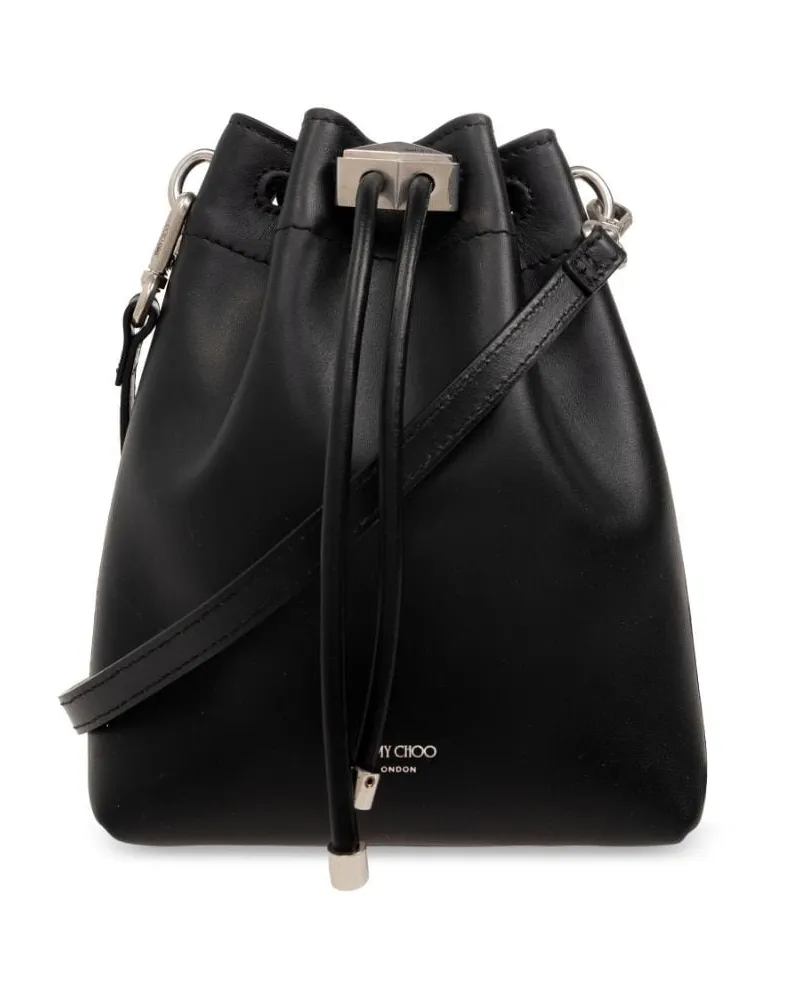 Jimmy Choo Bon Bon Metallic Leder Mini Eimerbeutel Schwarz