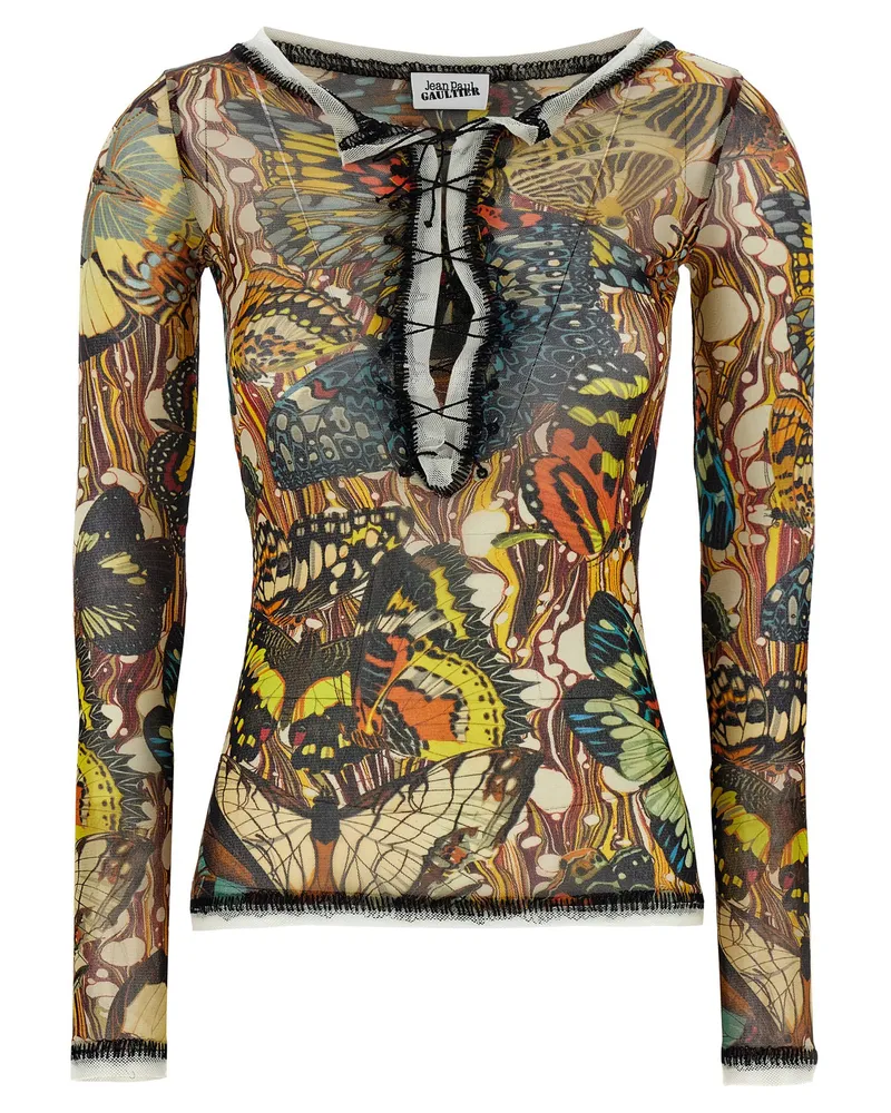 Jean Paul Gaultier Cardigan „Re Edition The Yellow Butterfly Multicolor