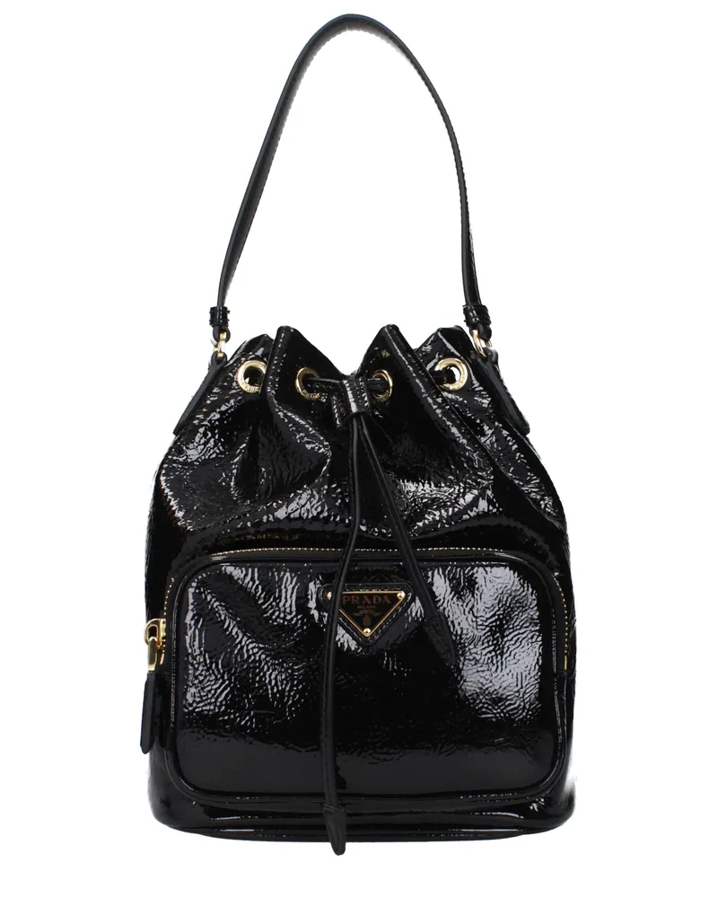Prada Damens Duet Vernice Schwarze Handtaschen -