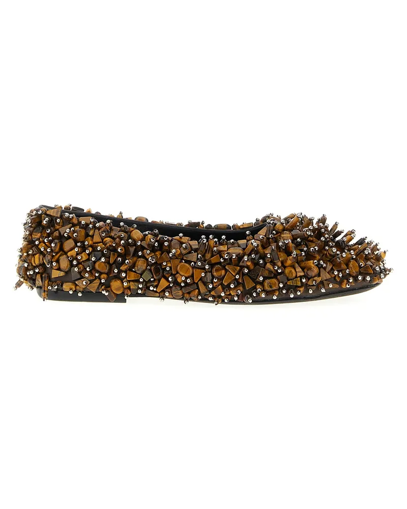 Dries van Noten Trocknen Van Note Perlen Ballet Flats Brown