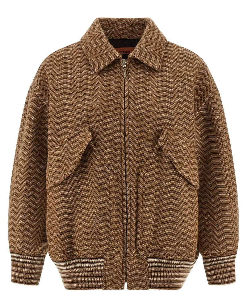 Missoni Bomberjacke mit Chevron-Muster Beige