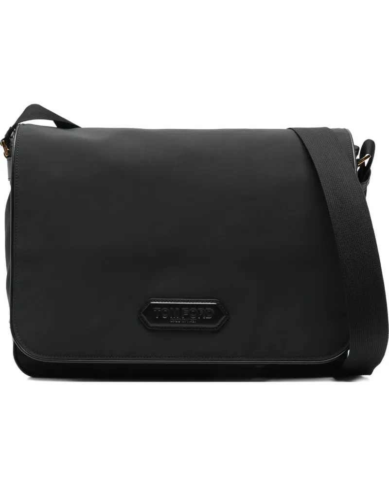 Tom Ford recycelter Nylon großer Messengerbeutel Black