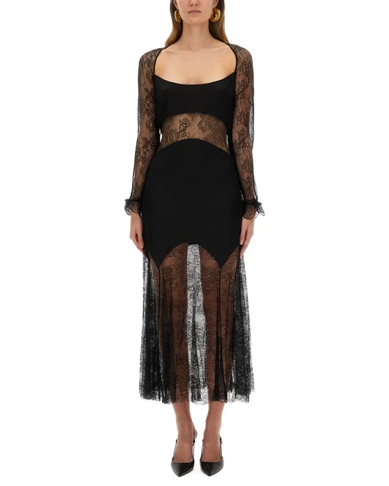 Nina Ricci langes Spitzenkleid Black