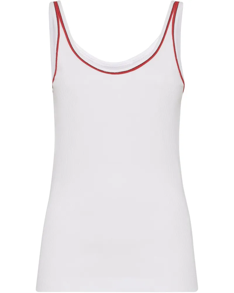 Brunello Cucinelli Baumwolltop mit glänzenden Rohrleitungen White
