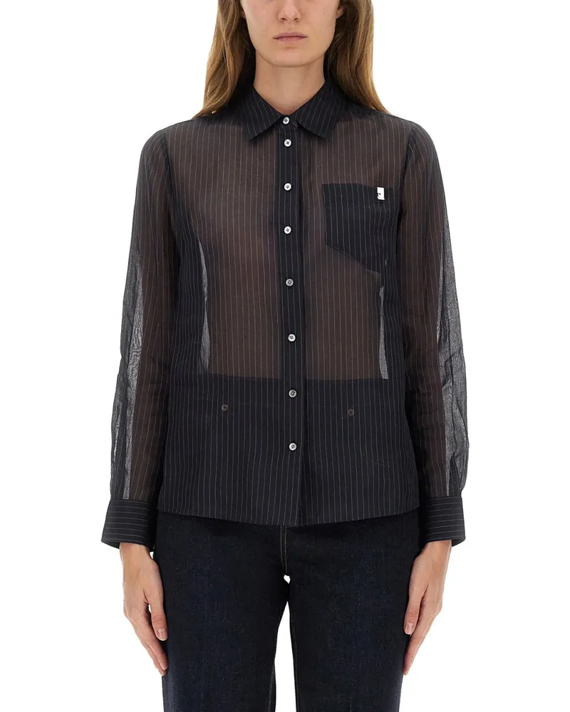 Tory Burch e gestreiftes Baumwollhemd Blue