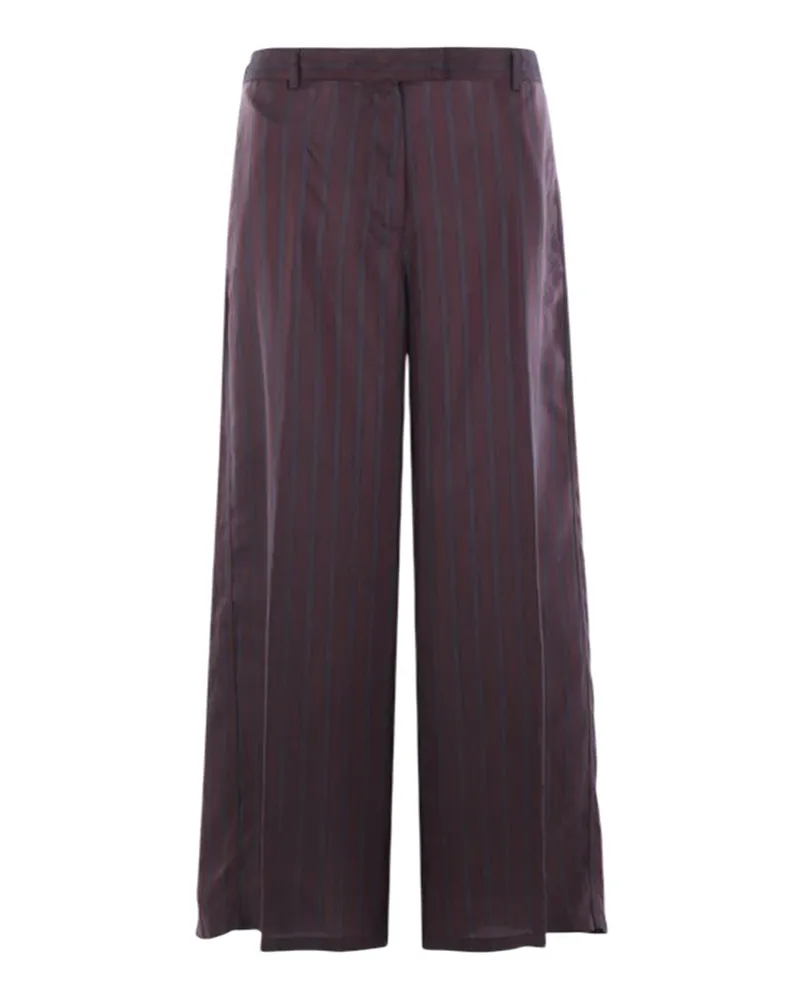 Dries van Noten Trocknen van Note Penn Wide Legosers in gestreiftem Twill 358	burgundy