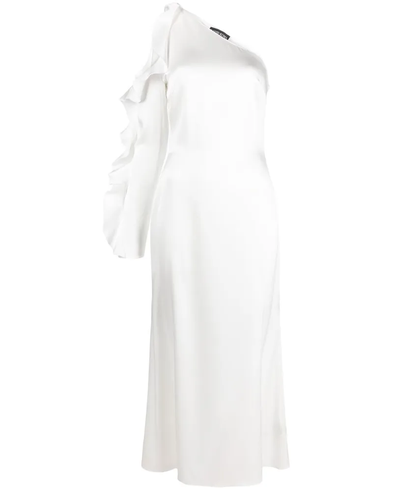 David Koma Ruffle Detail ein Schulter -Midi -Kleid White