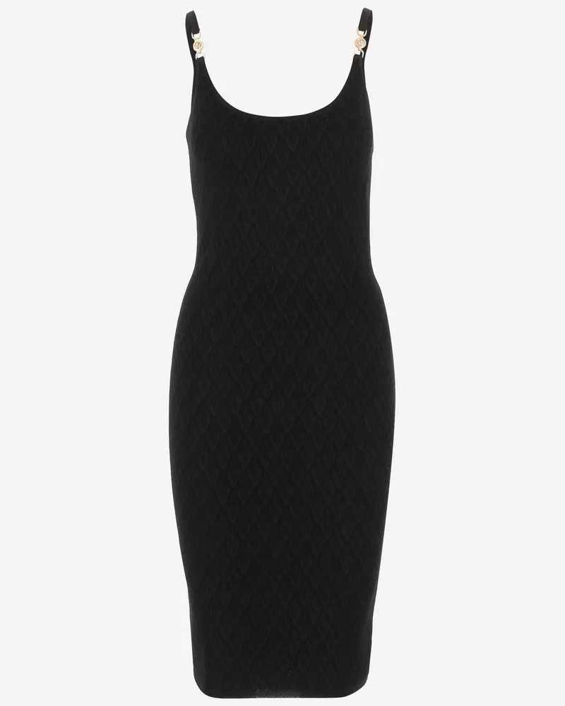 Versace Stretch Jacquard gegen strukturiertes Strickkleid Black