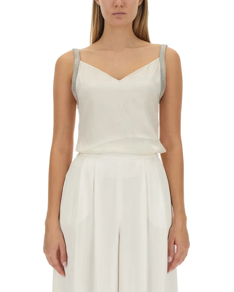 Fabiana Filippi Satin Dessous Top White