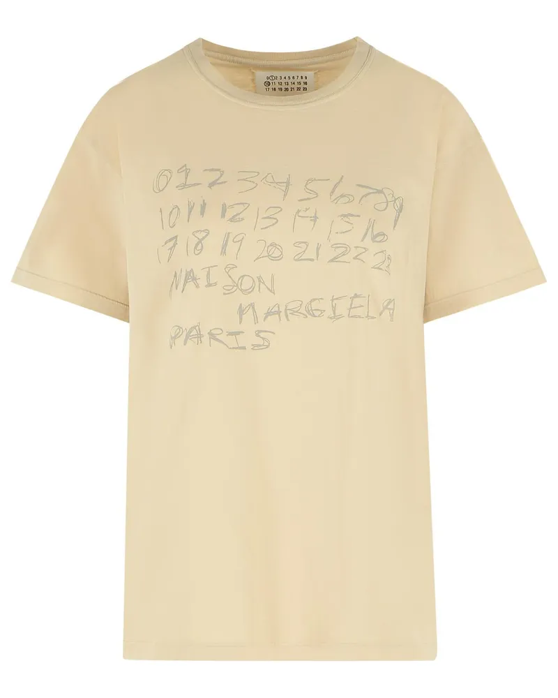 Maison Margiela Elfenbeinfarbenes Baumwoll-T-Shirt von Ivory