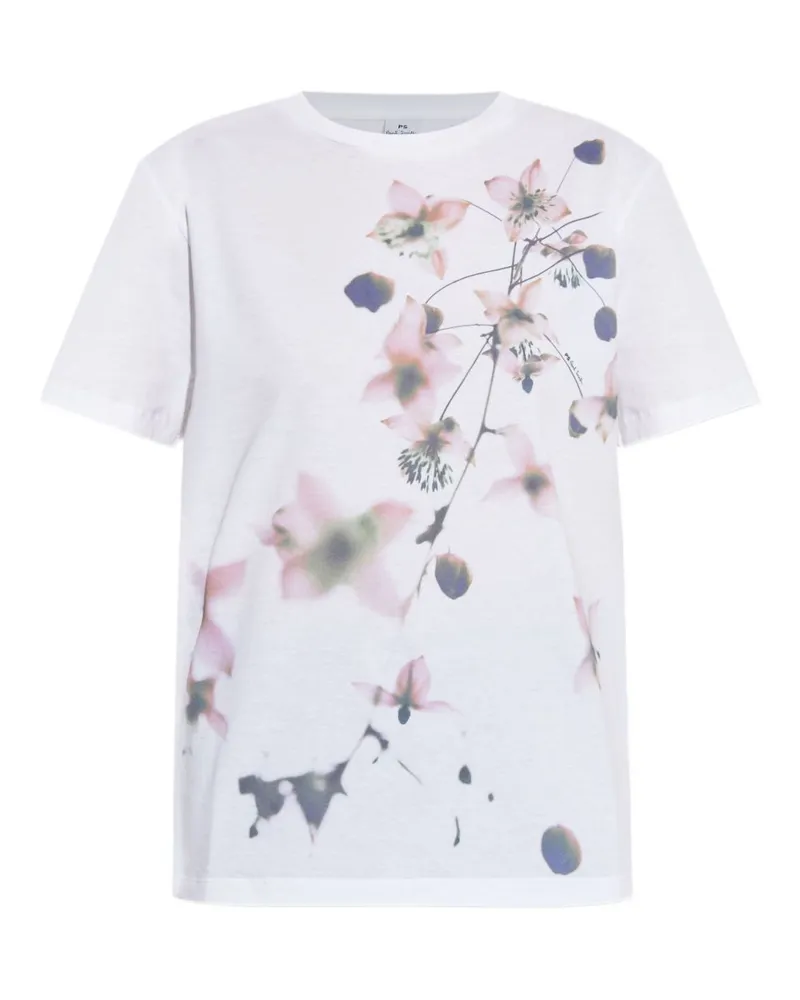 Paul Smith Flora Spray Cotton T -Shirt White