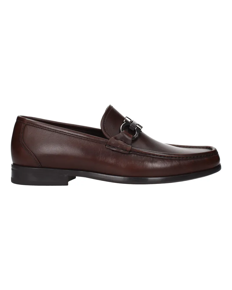 Ferragamo Grandioso Herrens Braune Leder-Loafer -
