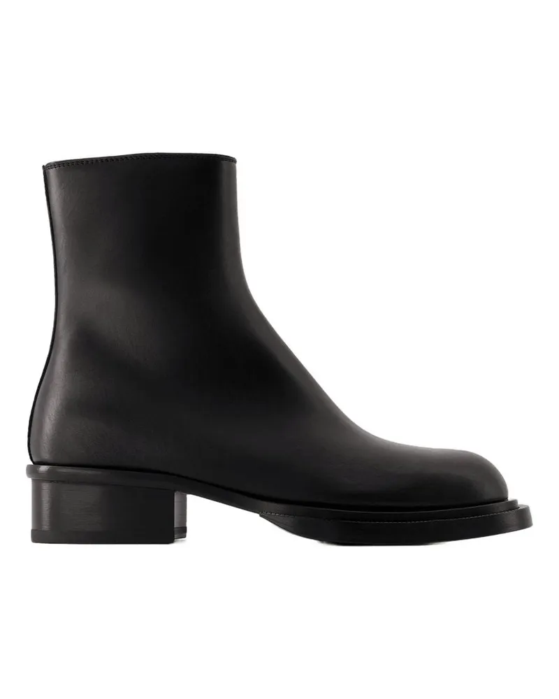 Alexander McQueen Kubaner Stapel -Knöchelstiefel  Leder schwarz Black