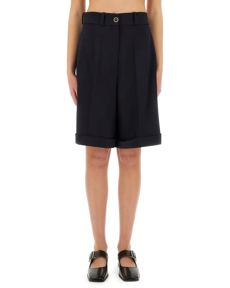 Patou Wool Bermuda Shorts Blue
