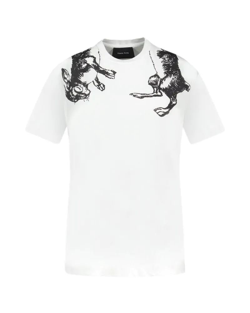 Simone Rocha Hare Illustration T -Shirt  Baumwollwittchen White