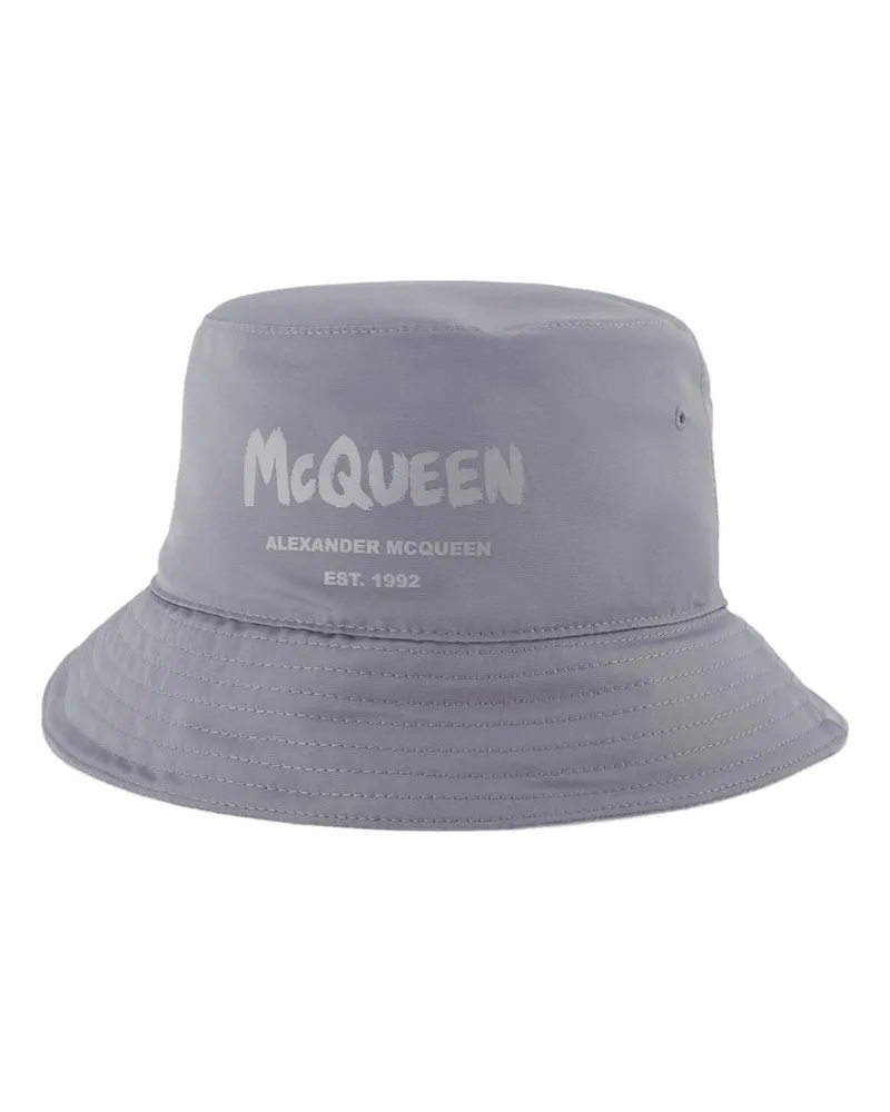 Alexander McQueen Tonal Graffiti Eimer Hut  Synthetic Grey Grey