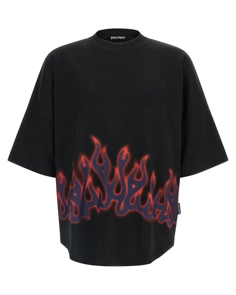 Palm Angels Flames' T -Shirt Black