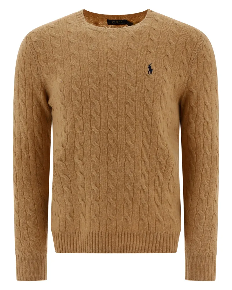 Ralph Lauren Pony" -Kabelstrickpullover Beige