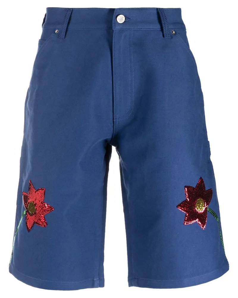 Sky High Farm Workwear gestickt Jeans Shorts Blue