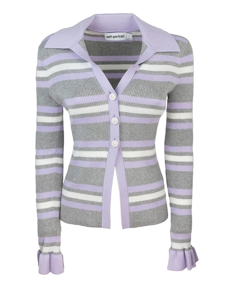 Self-Portrait Selbstporträt Maglia Grey Stripe Rib Grey