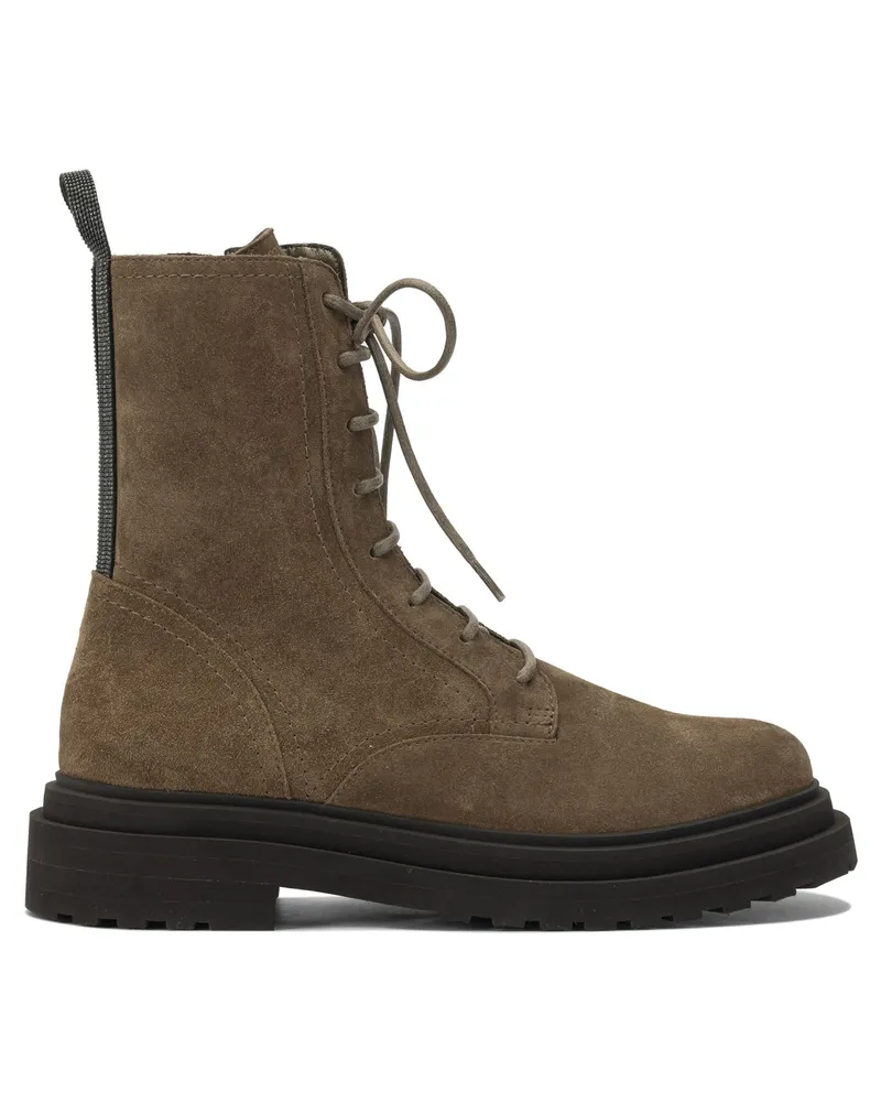 Brunello Cucinelli Wildleder-Schnürstiefeletten Brown
