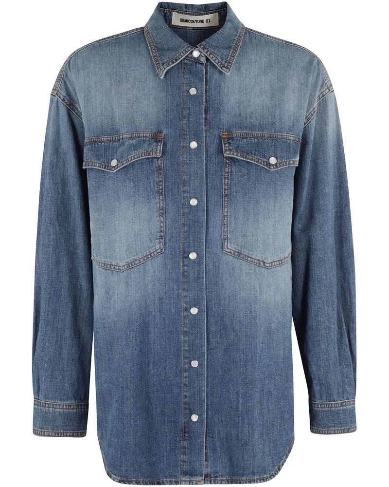 Semicouture Semikouture Valeriane Denim -Baumwollhemd Blue