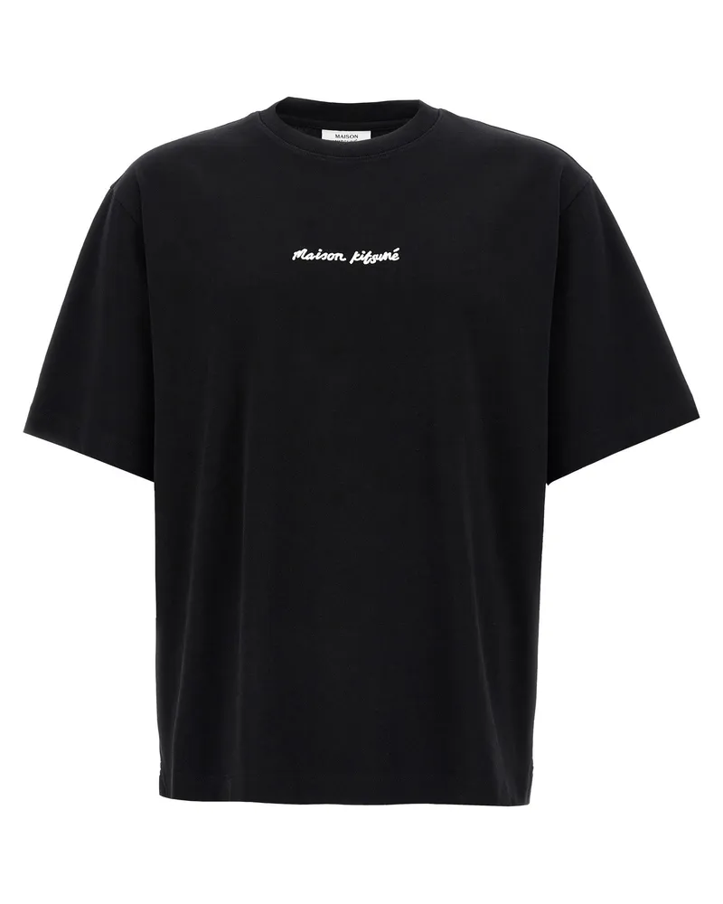 Kitsuné T-Shirt mit Logo-Stickerei Black