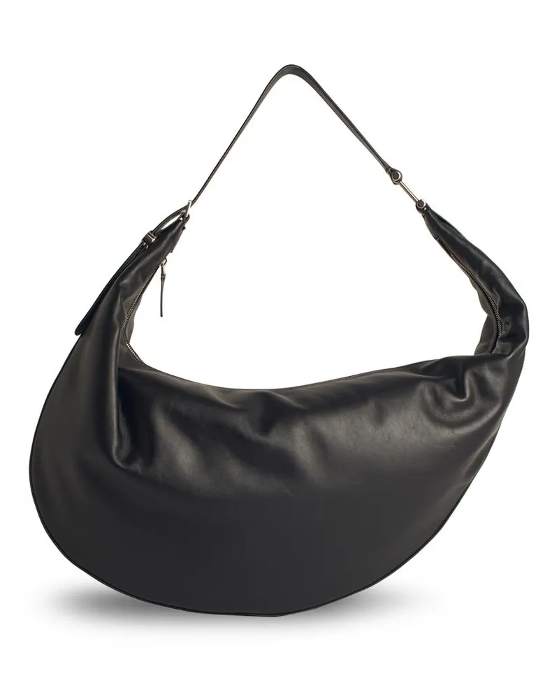 Marni Punkt' mittelgroße Hobo -Tasche in schwarzem Lear Black