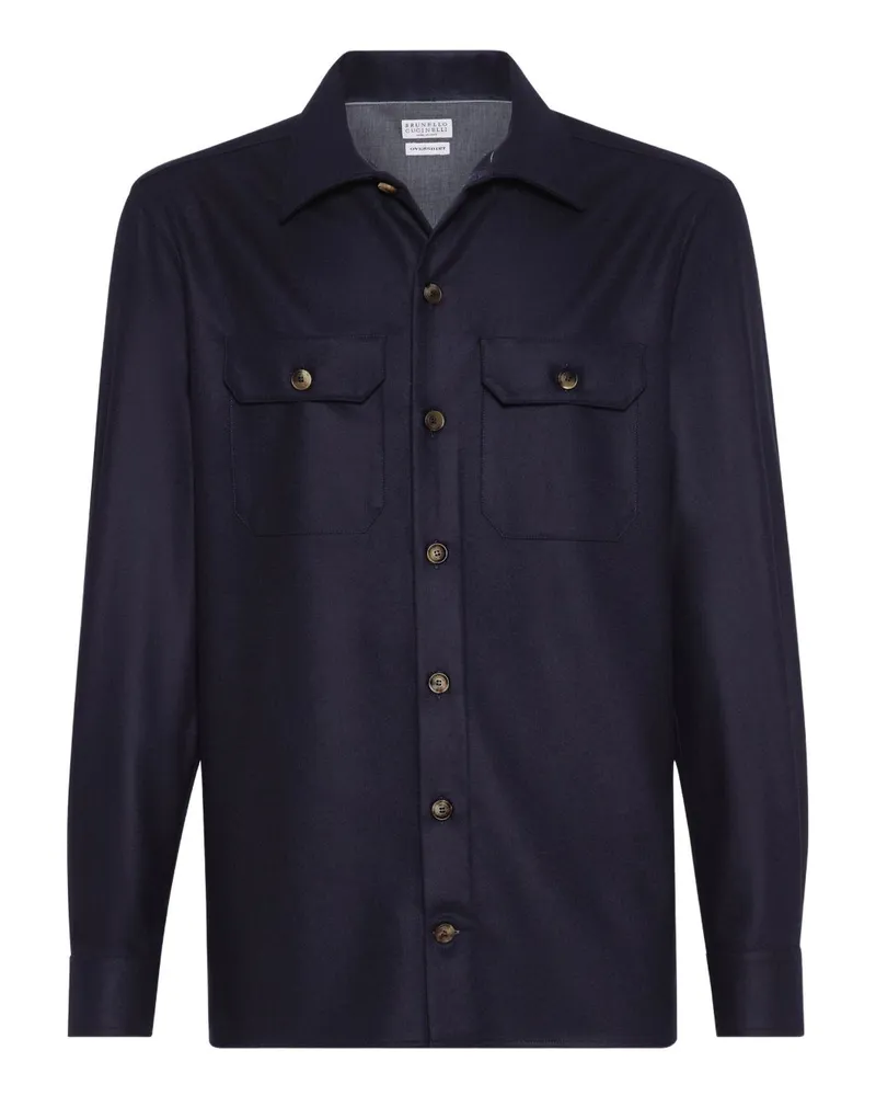 Brunello Cucinelli Wollhemd Blue