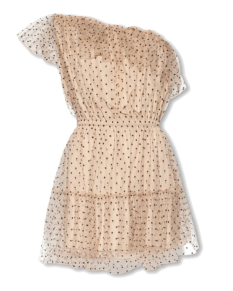 Gucci eine Schulter -Tüllkleid Beige