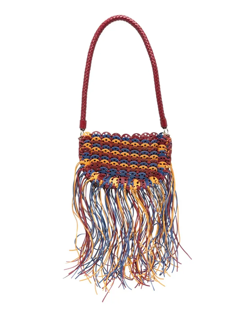 Paco Rabanne Leder-Umhängetasche mit Fransen Multicolor