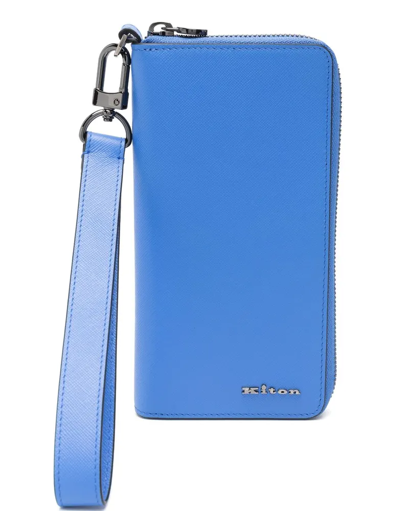 Kiton Calfskin Mobiltelefonhalter Azzurro