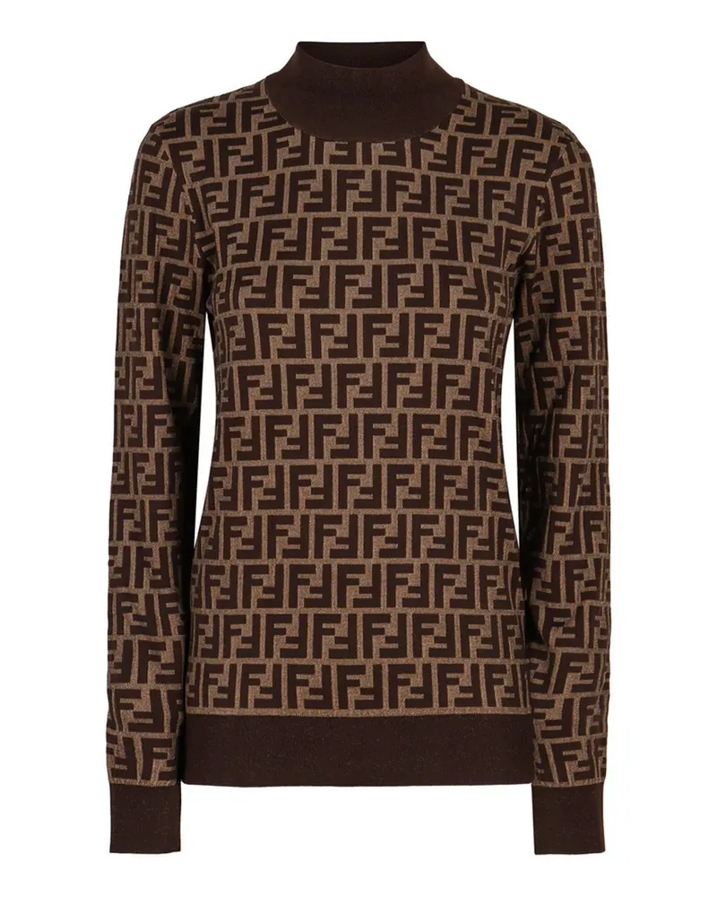 Fendi Cotton FF Pullover Brown