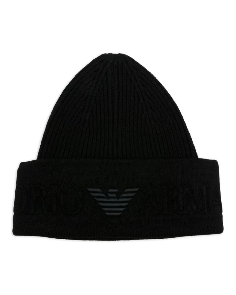 Emporio Armani Logo Woll Mütze Black
