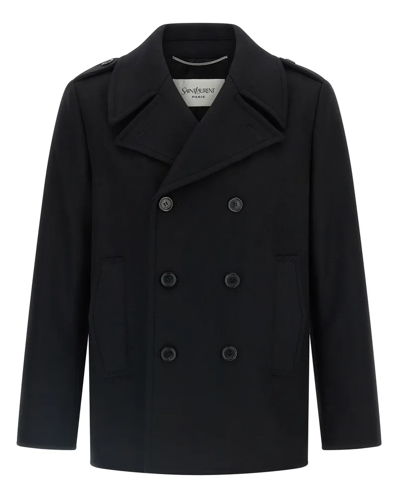 Saint Laurent Wollmantel Black