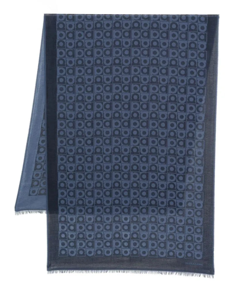 Ferragamo bedruckter Wollschal Blue