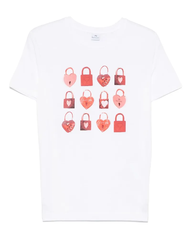 Paul Smith Vorhängeschloss Baumwoll -T -Shirt White