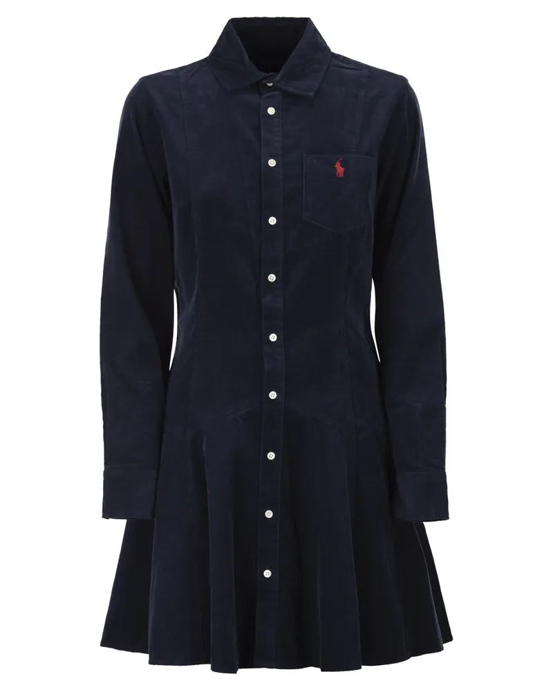 Ralph Lauren Hemdkleid in A-Linie aus Cord Navy